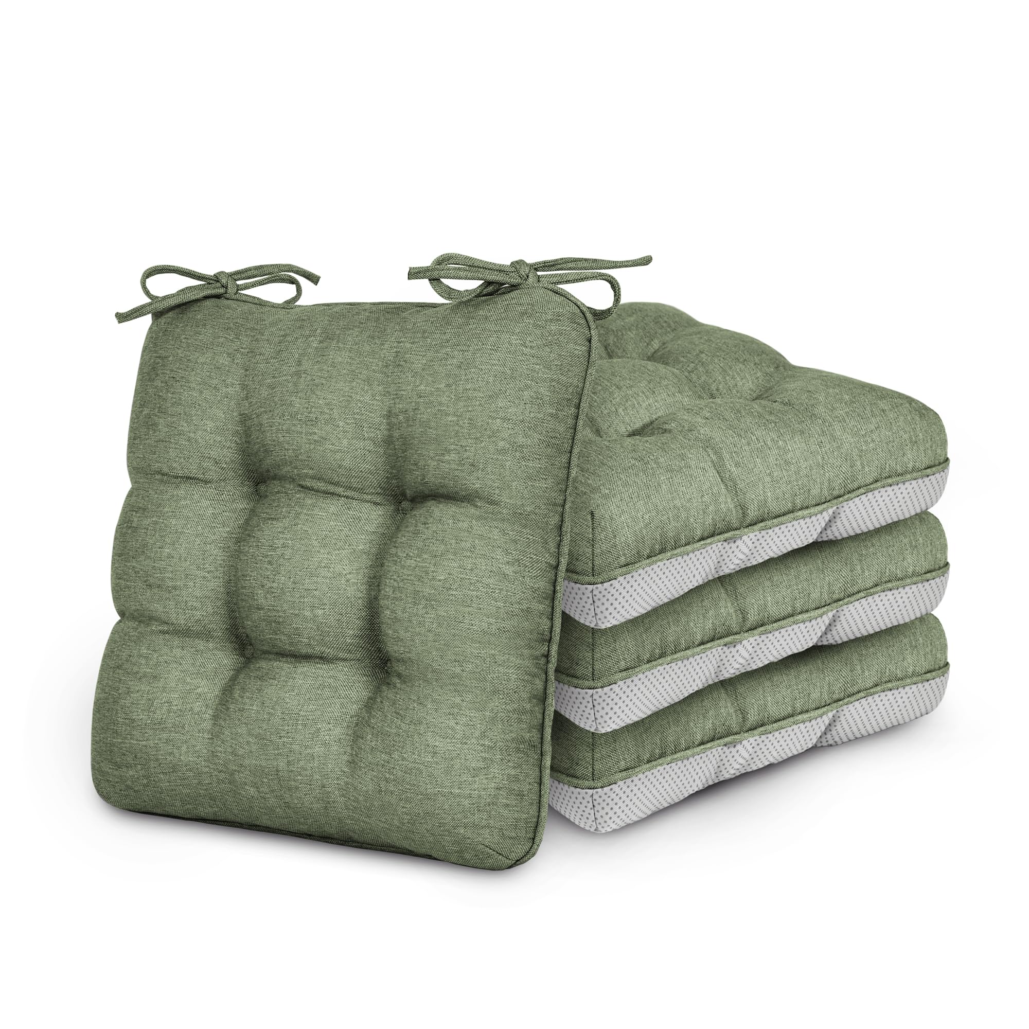 Love's cabin Memory Foam Chair Cushions Set of 4, 15.5 Inch, Green | 15.5"x15.5"