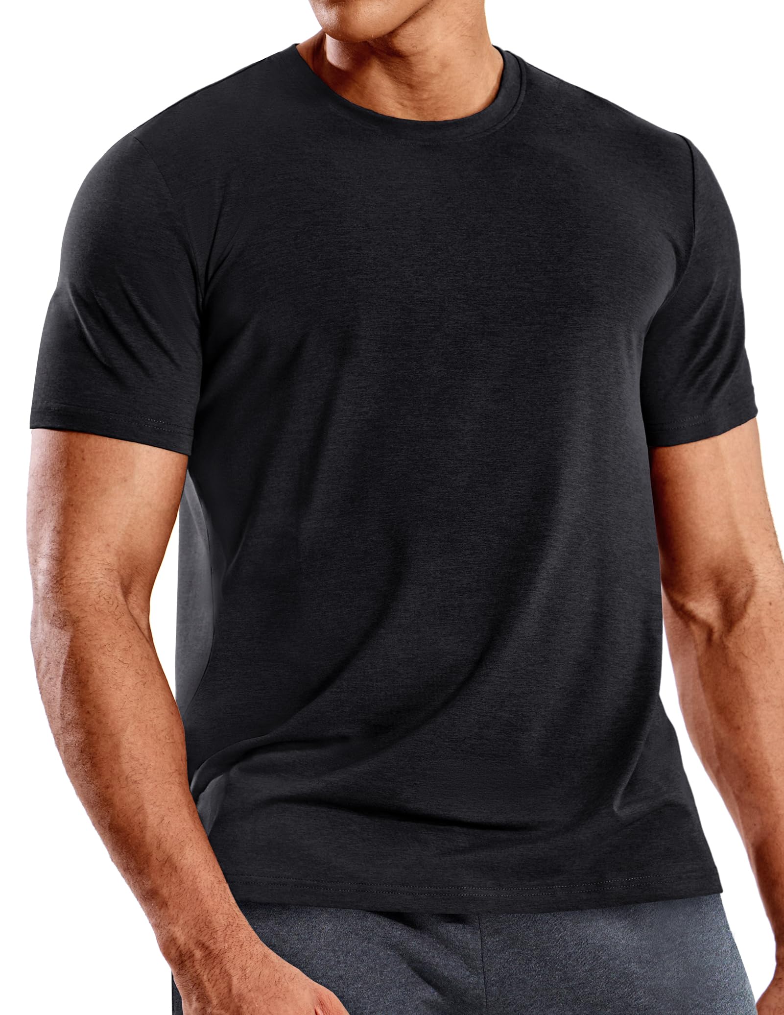MIER Men's Short Sleeve Dry Fit Soft T-Shirt Athletic Breathable Active Casual R