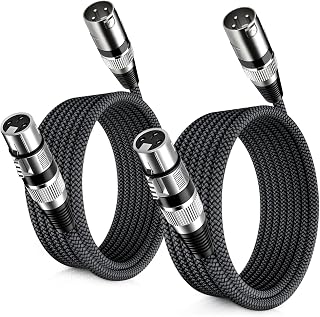 Elebase XLR Microphone Cable 2Pack 2M/6.6FT,XLR Male to Female Mic Cord | 3-pin Balanced Shielded Audio Cables,22AWG Oxygen-Free Copper Wire,for Amplifier,Mixer,Speaker,Recording Studio,Podcast,Stage