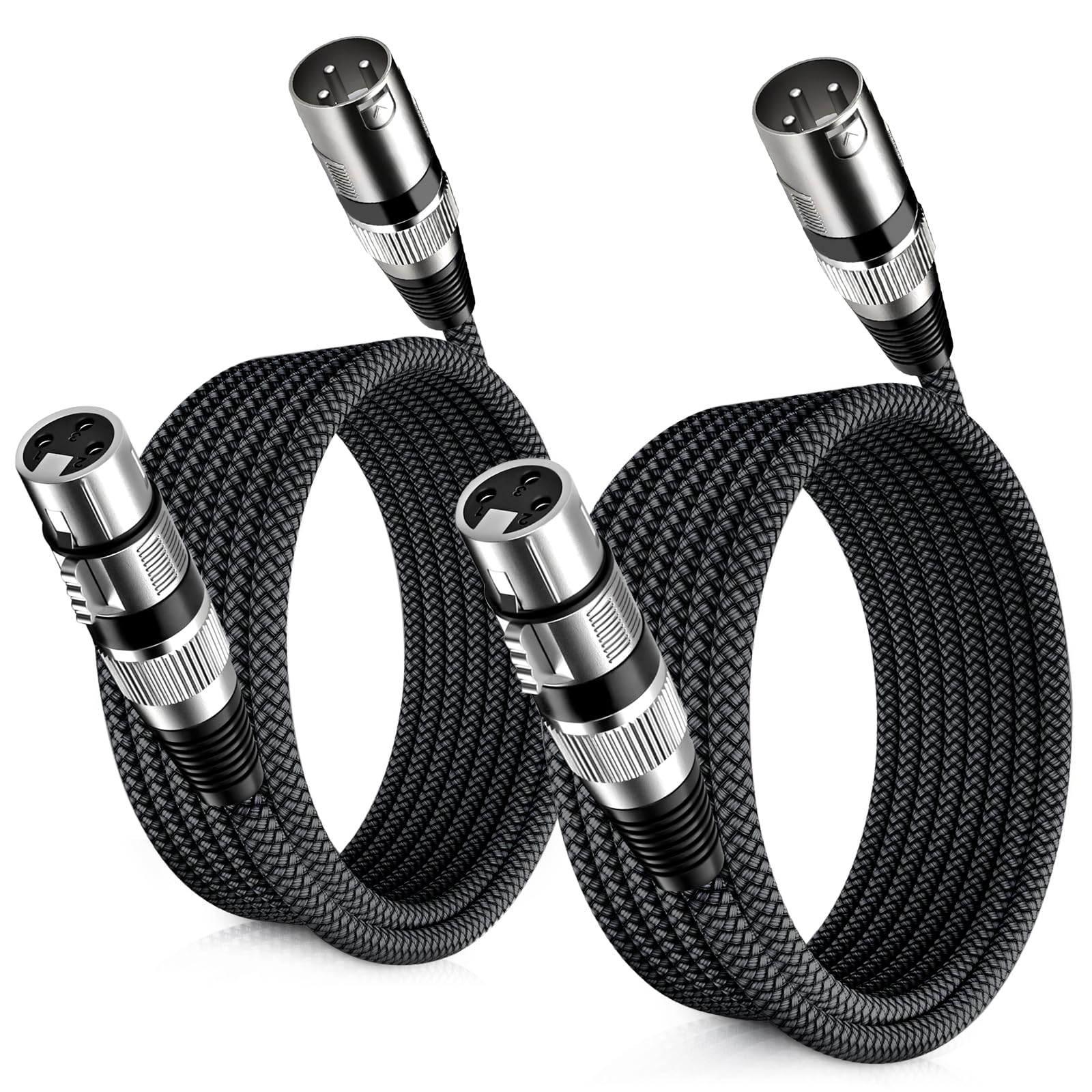 Elebase XLR Microphone Cable 2Pack 2M/6.6FT,XLR Male to Female Mic Cord | 3-pin 