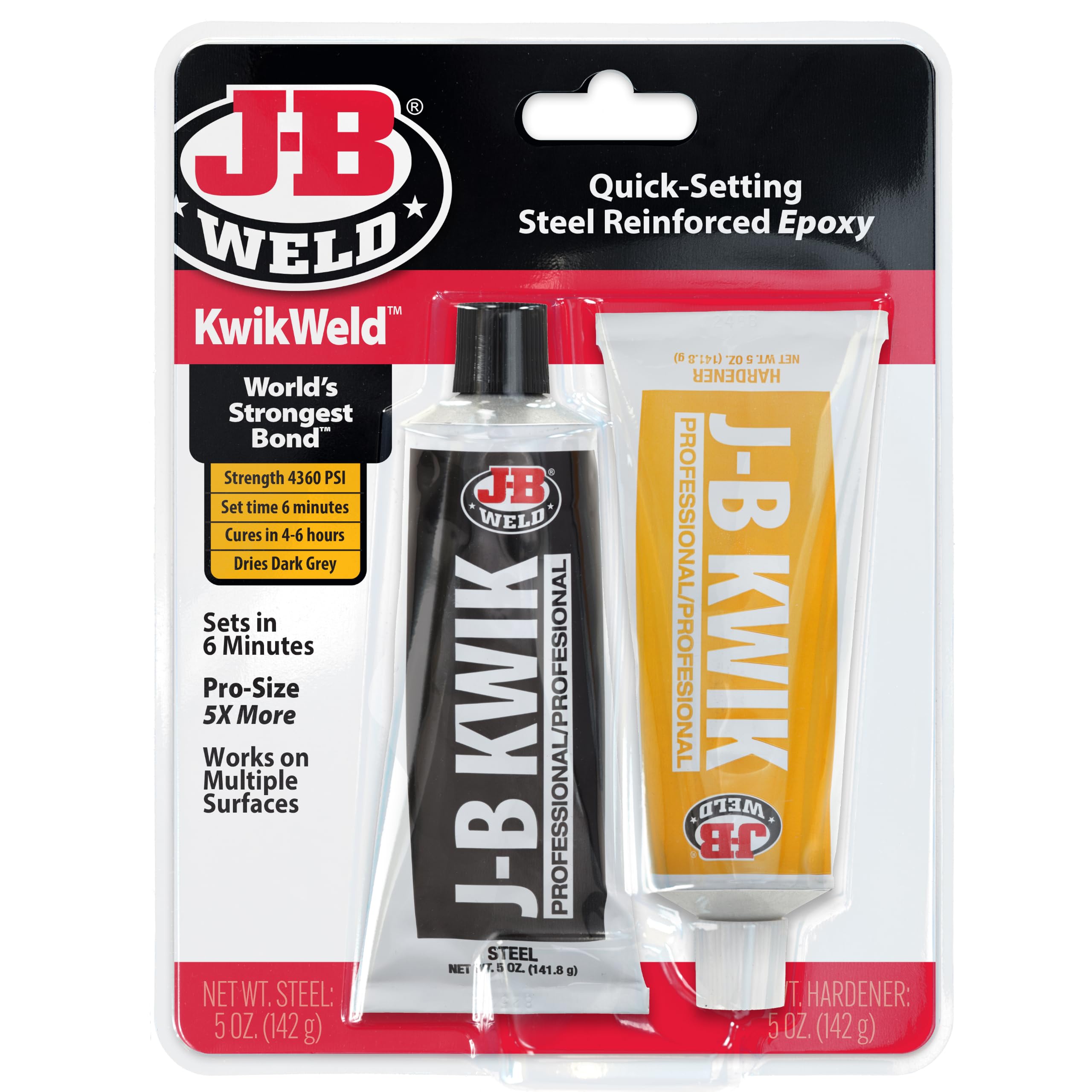 J-B Weld KwikWeld Pro Size 10 oz, 6 Minute Set Epoxy, Steel Reinforced Epoxy, Hi