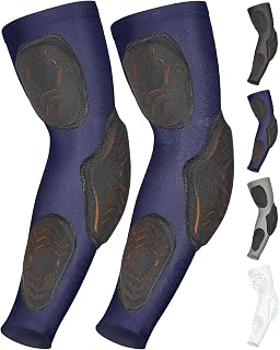Exxact Sports Padded Arm Sleeves Football - 3-Pad Tricep Elbow Forearm Coverage - Compression Support for Youth and Adults