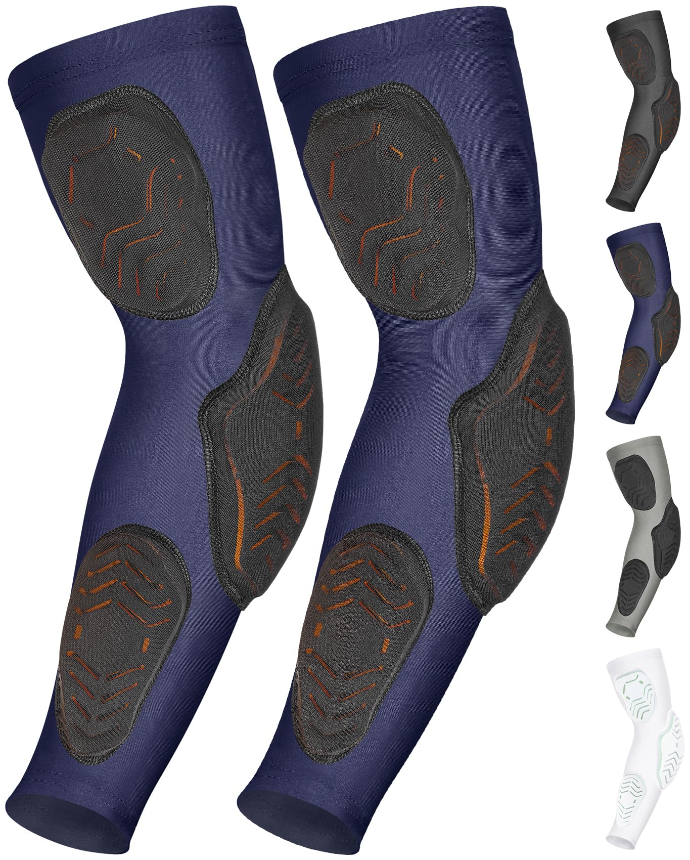 Exxact Sports Padded Arm Sleeves Football - 3-Pad Tricep Elbow Forearm Coverage 