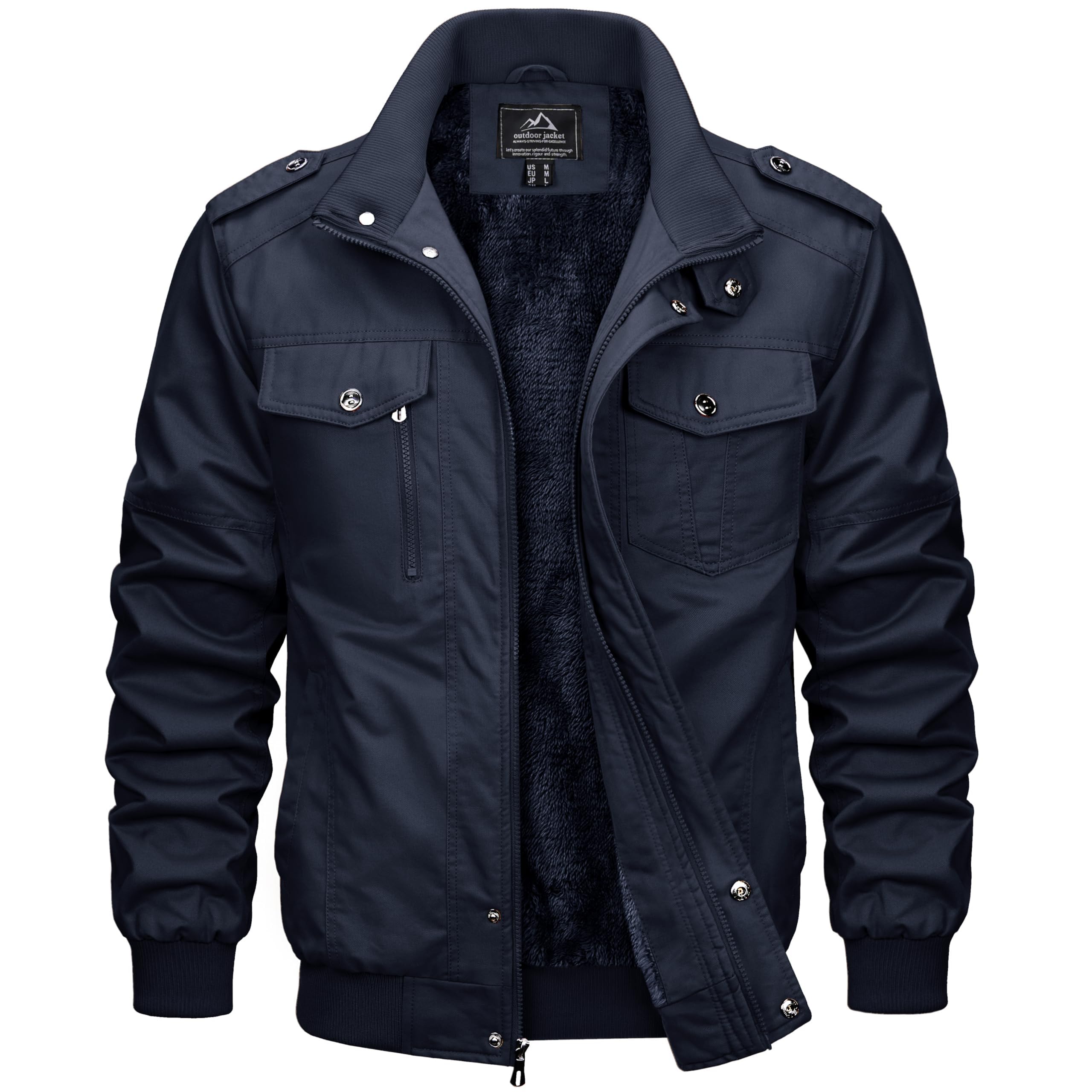 MAGCOMSEN Men's Warm Fleece Winter Jacket Military Bomber Jacket Casual Work Jac