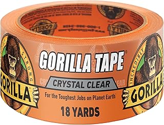 GORILLA Crystal Clear Tape, 1.88" x 18 yd, 1-Pack, Weather Resistant | Indoor & Outdoor Projects & Repairs, Waterproof, UV & Temperature Resistant, Grips Uneven Surfaces