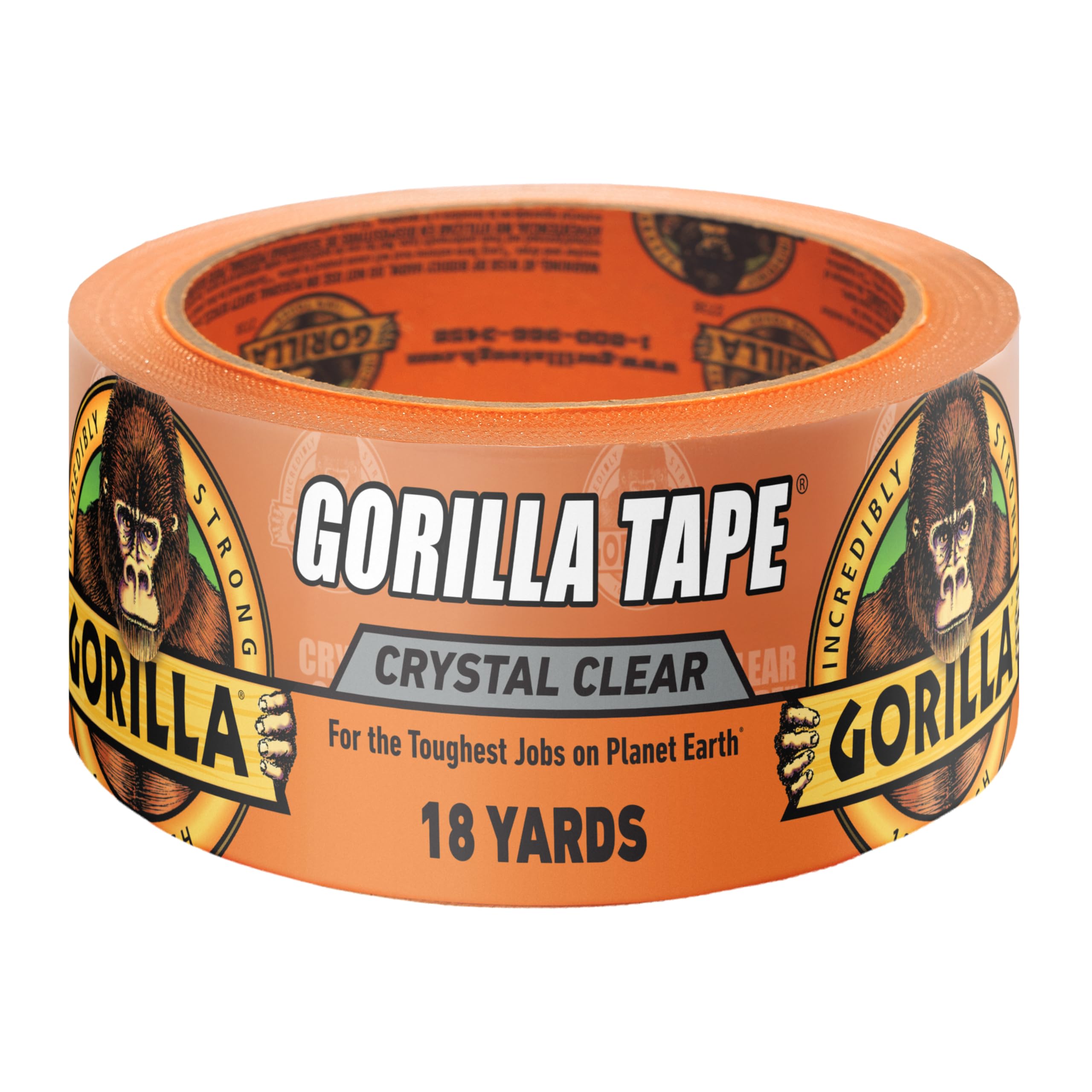 GORILLA Crystal Clear Tape, 1.88" x 18 yd, 1-Pack, Weather Resistant | Indoor & 