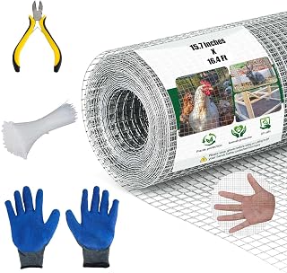 ASULUPHY 1/4 in Hardware Cloth, 16 in * 16.4 FT Chicken Wire Fencing, Hot-Dipped Galvanized After Welding Garden Plant Supports Welded Metal Chicken Wire Poultry Animal Netting Cage Screen