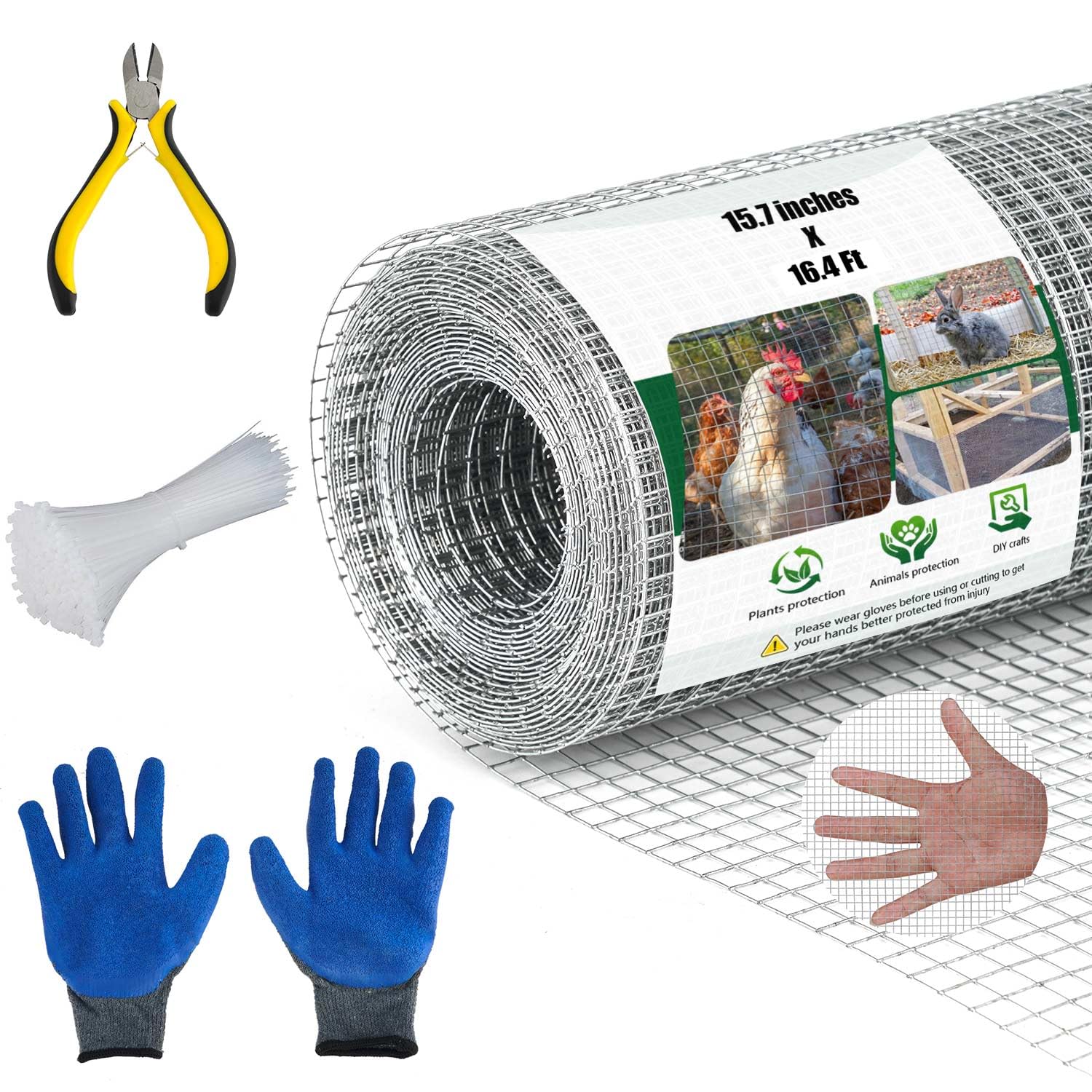 ASULUPHY 1/4 in Hardware Cloth, 16 in * 16.4 FT Chicken Wire Fencing, Hot-Dipped