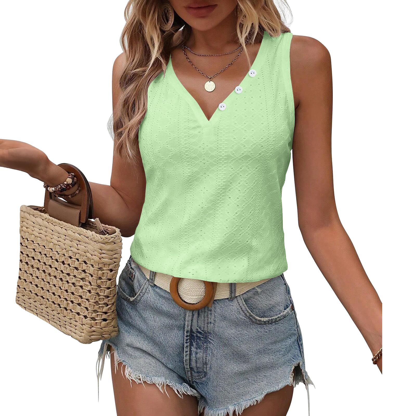 Women's V Neck Sleeve Blouse Casual Loose Fit Embroidered Details Elegant Elegan