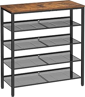 VASAGLE Shoe Rack, Shoe Rack, 5 Tiers, Large Surface, Adjustable Mesh