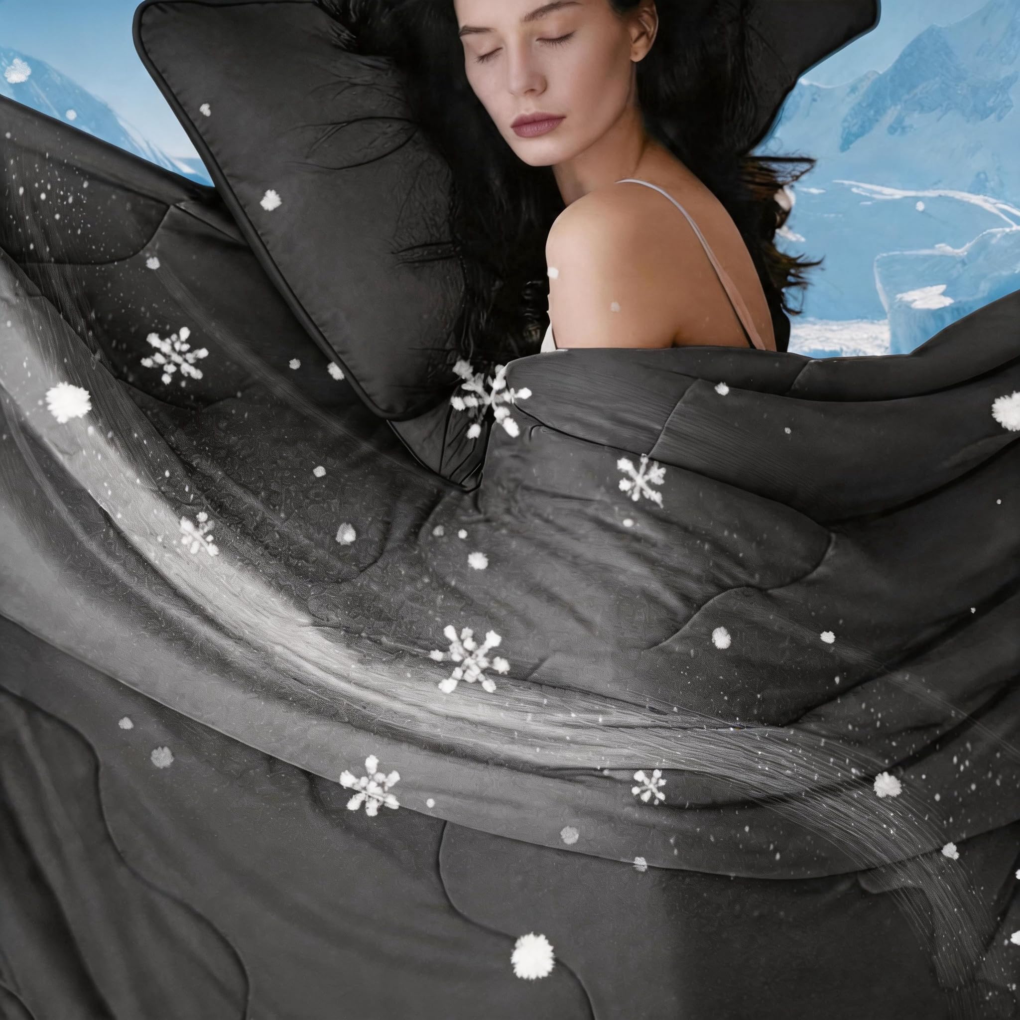 DOWNCOOL Cooling Comforter Queen Size, Blanket with Cooling Pillowcases | Summer