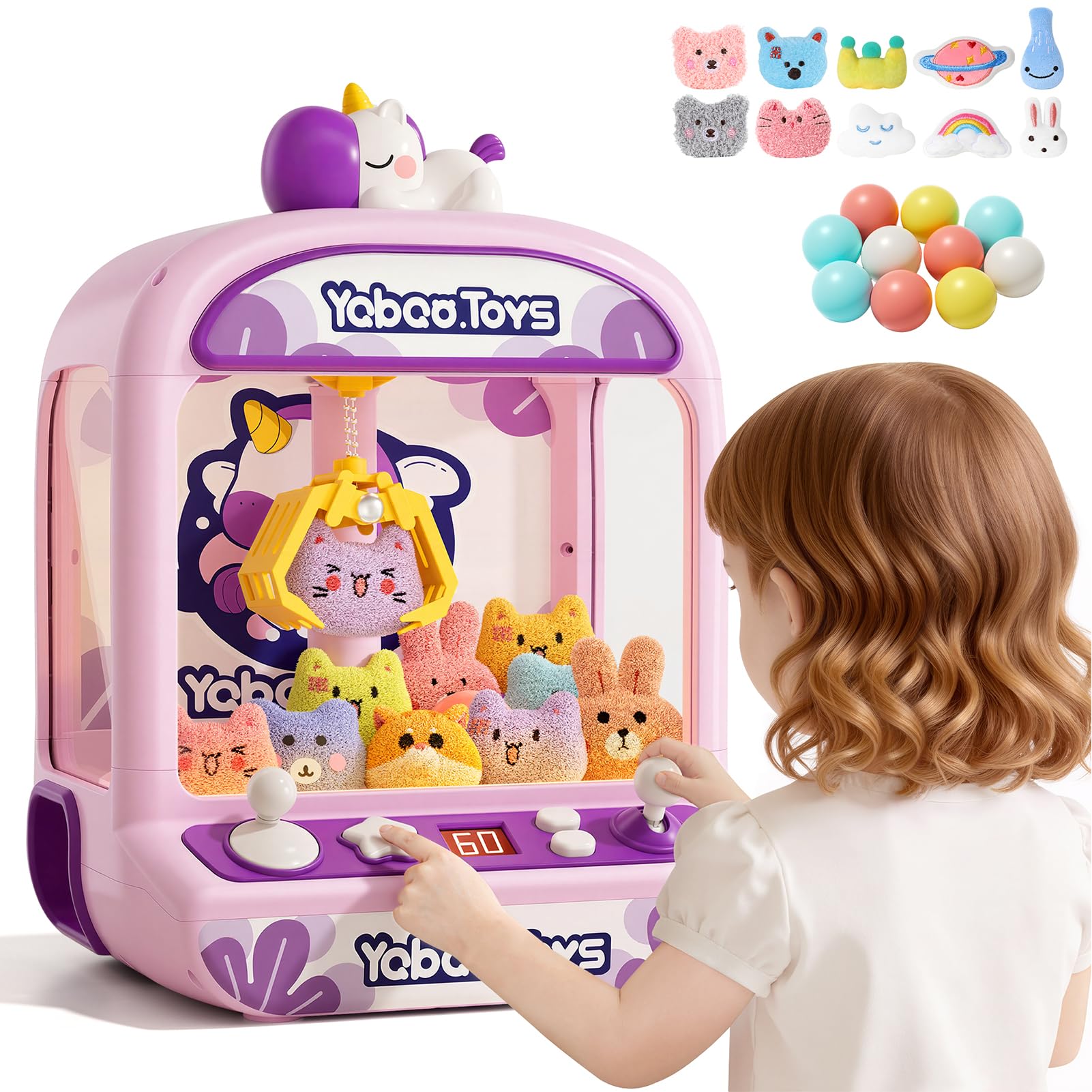 Claw Machine for Kids Grils,Unicorns Mini Claw Machines with Plush Toy | Electro