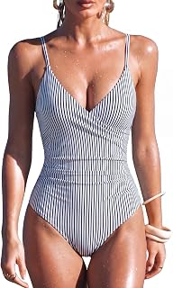 SUUKSESS Women Sexy Wrap Push Up One Piece Swimsuit Tummy Control Bathing Suit