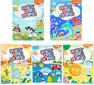 YPLUS Watercolor Coloring Book, Art Craft Gift with Brush, Christmas Gift for Toddlers (All 5 Themes)