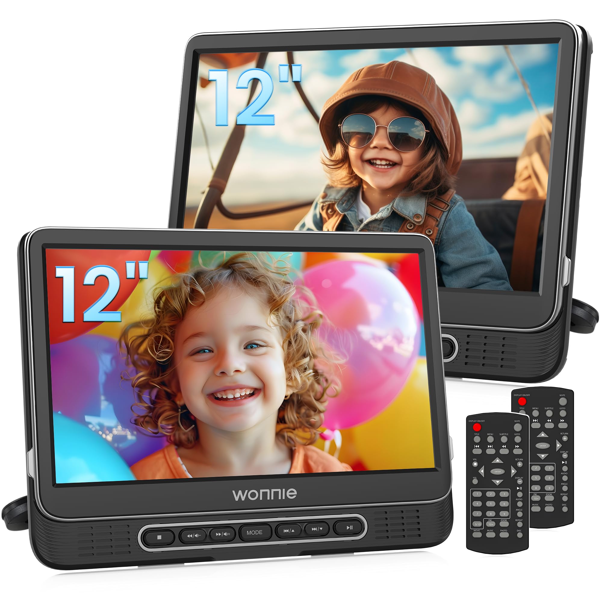WONNIE 12" Dual Car DVD Players Portable DVD Players for Car Headrest Play the S
