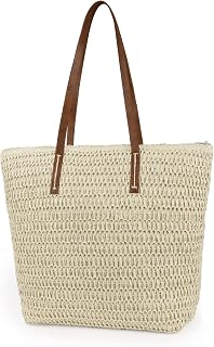 Womens Large Straw Beach Tote Bag Handmade Woven Shoulder Bag Handbag Purse for Summer
