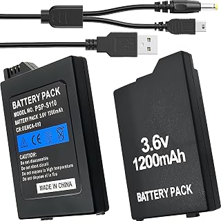 ROYEUEU Battery Pack for Sony PSP 2001 PSP-S110 Slim with Charger Cable | Model PSP S110 Batteries Replacement for Playstation Portable 3001 3000 PSP3001 PSP2001 PSP2000 PSP-2001 Game Console 1200mAh