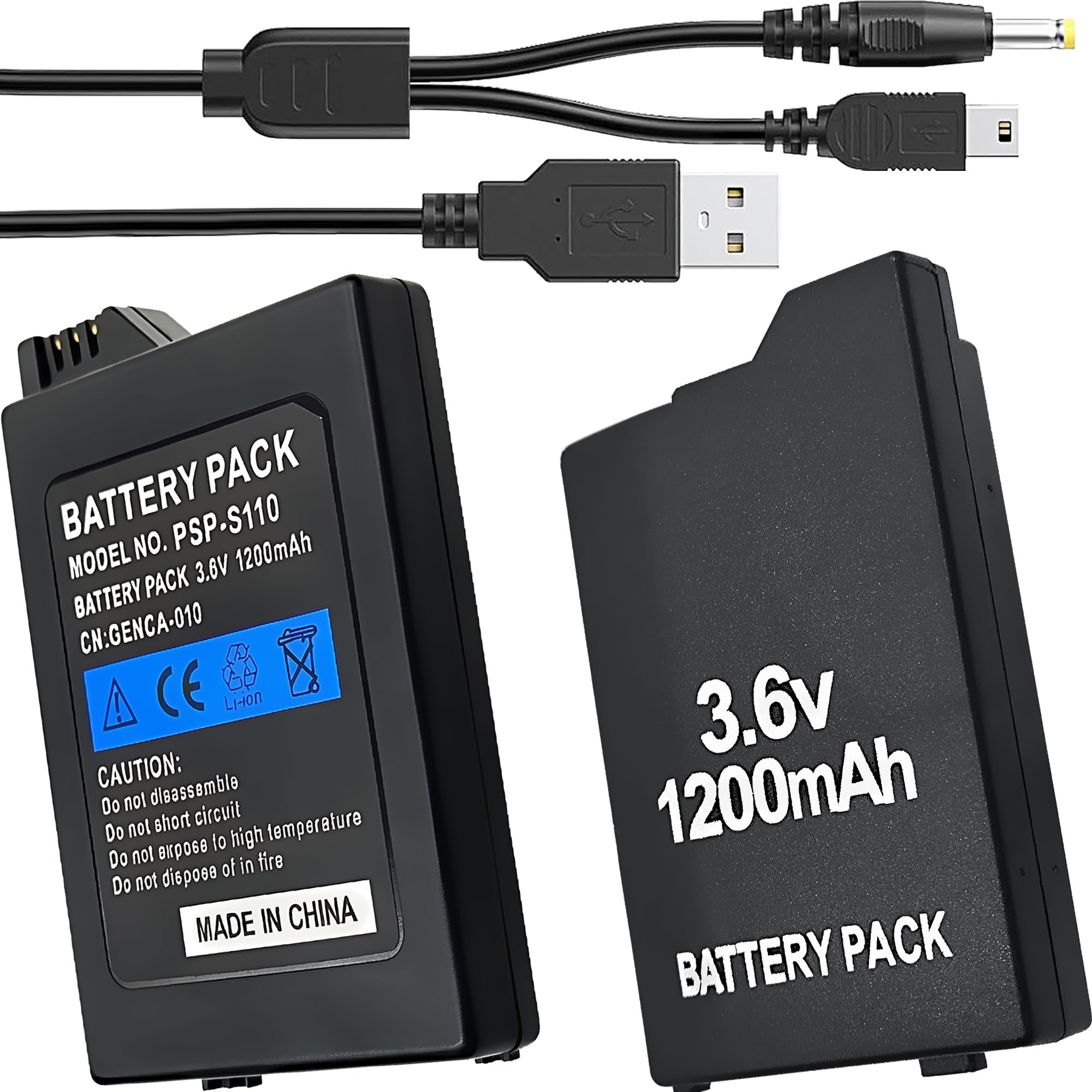 ROYEUEU Battery Pack for Sony PSP 2001 PSP-S110 Slim with Charger Cable | Model 