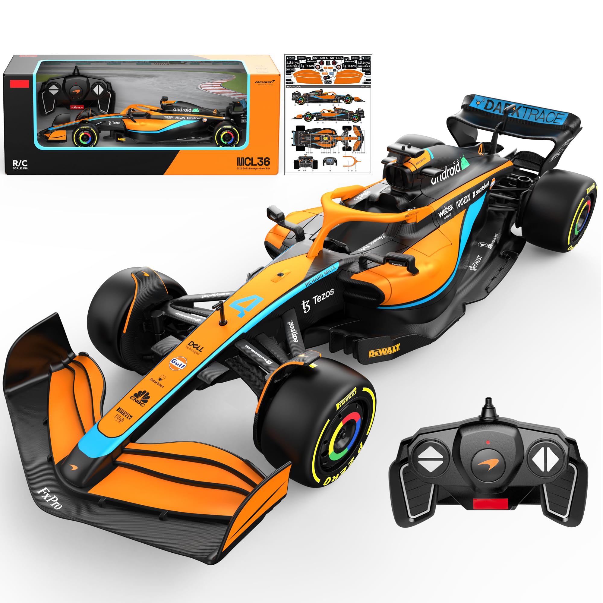 Voltz Toys Authentic 1:18 Scale Licensed McLaren F1 MCL36 Remote Control Car Mod