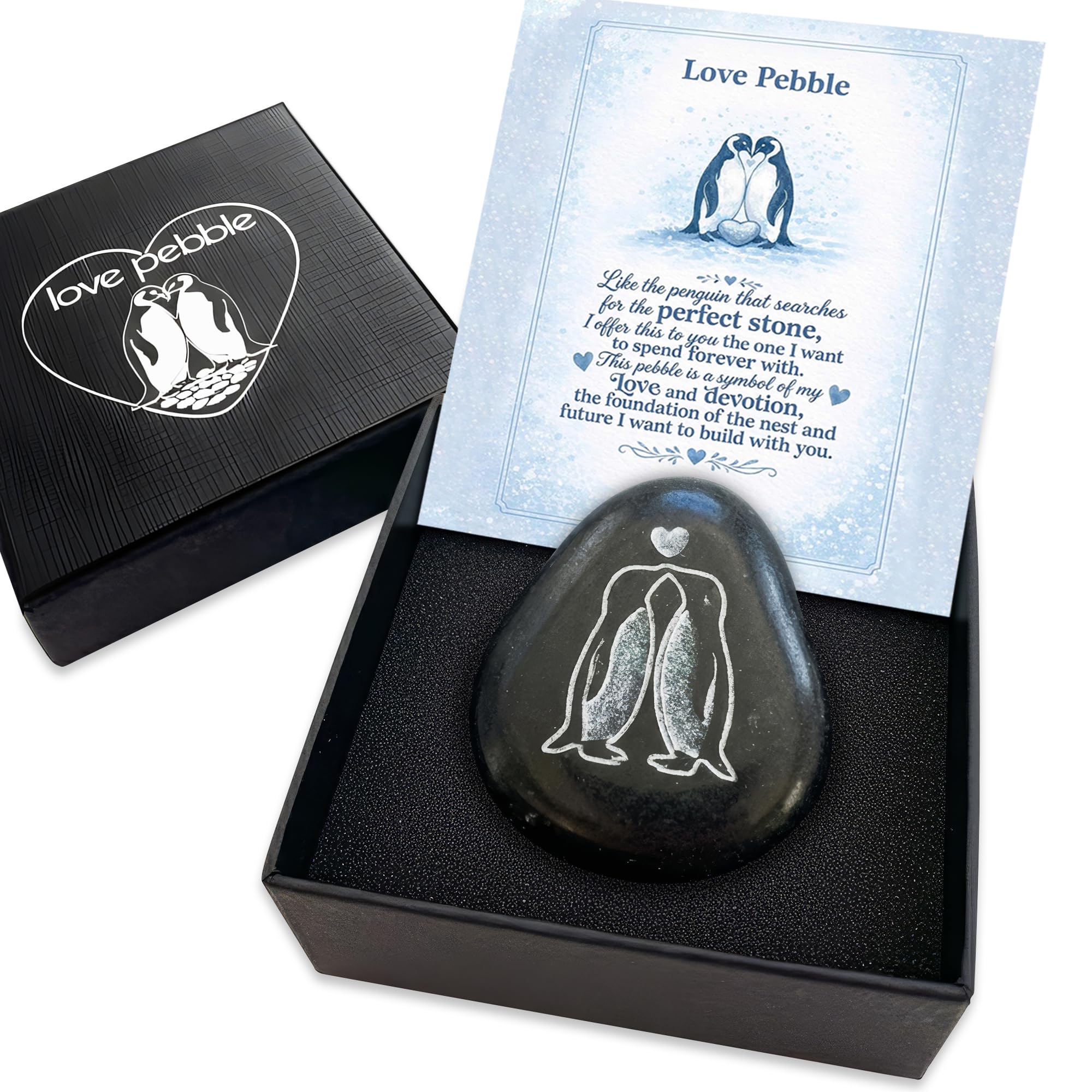 Faythory Penguin Love Pebble, Romantic Gift for Boyfriend or Girlfriend | Engrav