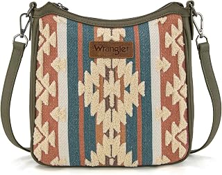 Wrangler - Borsa a tracolla in ciniglia da donna, stile occidentale, con manico superiore azteco