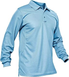 MAGCOMSEN Men's Polo Shirts Long Sleeve Quick Dry Pique Collared Golf Shirt