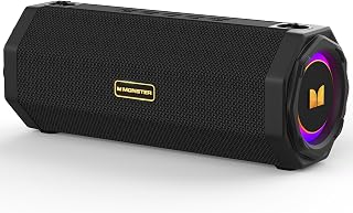 Monster Bluetooth Speaker, 50W Loud Stereo Sound Outdoor Speakers, IPX6 Waterproof Speaker, 28H Playtime, TWS Pairing, Built-in Mic, Bluetooth 5.4, Dual Bass Speakers for Home, Parties, Travel, Black