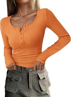 PRETTYGARDEN Womens Long Sleeve Henley Shirts Button Down Ribbed Knit Slim Fit Basic Tops for Fall 2025