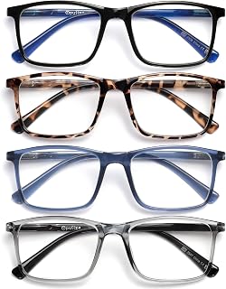 OPULIZE INK Reading Glasses, Black Brown Tortoiseshell Blue Grey, +2.5(Pack of 4)