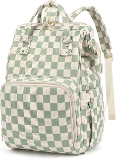 Dezcrab Baby Diaper Bag Backpack for Mom, Large Capacity Travel Nappy Bag for Boys &amp; Girls with Stroller Straps (Corduroy Checkered Green)