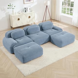 Corduroy Modular Sectional Sofa, Oversized Cloud Couches for Living Room