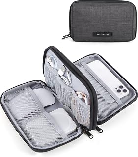 BAGSMART Electronics Travel Organizer for Cords, Zipper Pouch, Black | Travel Essentials, Tech Organizer Pouch, Cord organizer bag for Cables, Compact Travel Accessories