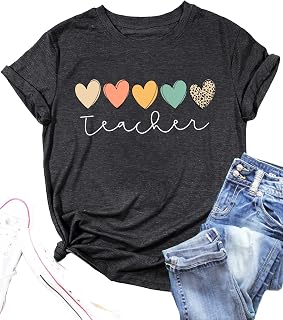 PECHAR ティーチャーシャツ 女性用 ファニーティーチグラフィックTシャツ スクールアウトフィット