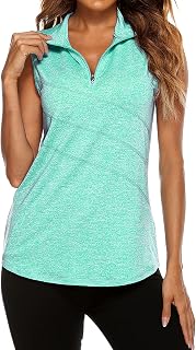 Tanst Sky Women's Zip Up Tank Top Quick Dry Workout Tops Sleeveless Golf Running Yoga Shirt