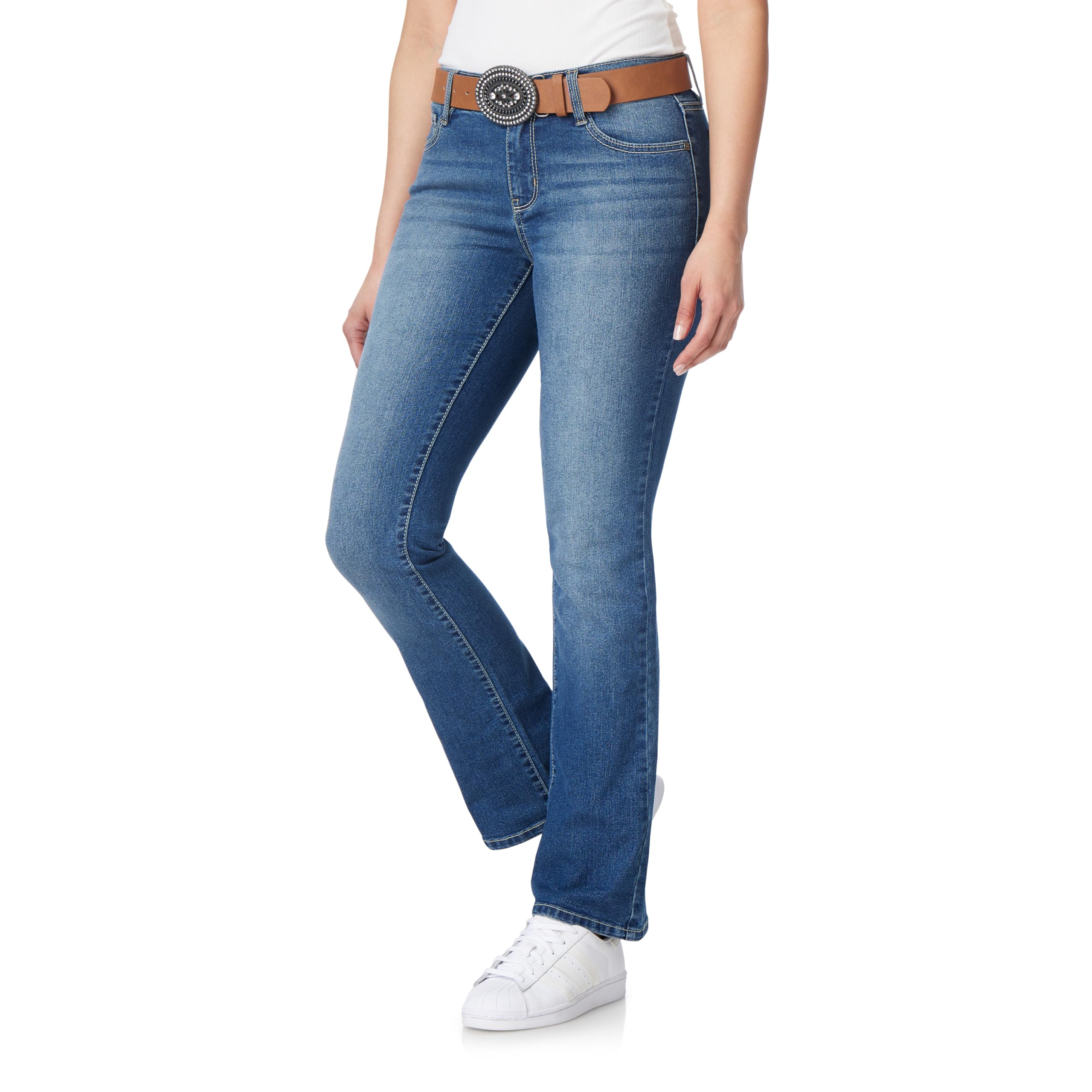 WallFlower Legendary Slim Belted Bootcut Jeans for Women, Sizes 0 to 24