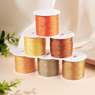 6 Rolls 0.4mm Polyester Thread for Metal Beading Chinese Knots Macrame Wind Chime Strings for Jewelry Making DIY Jewelry Crafts Jewelry 54.68 Yards/Roll
