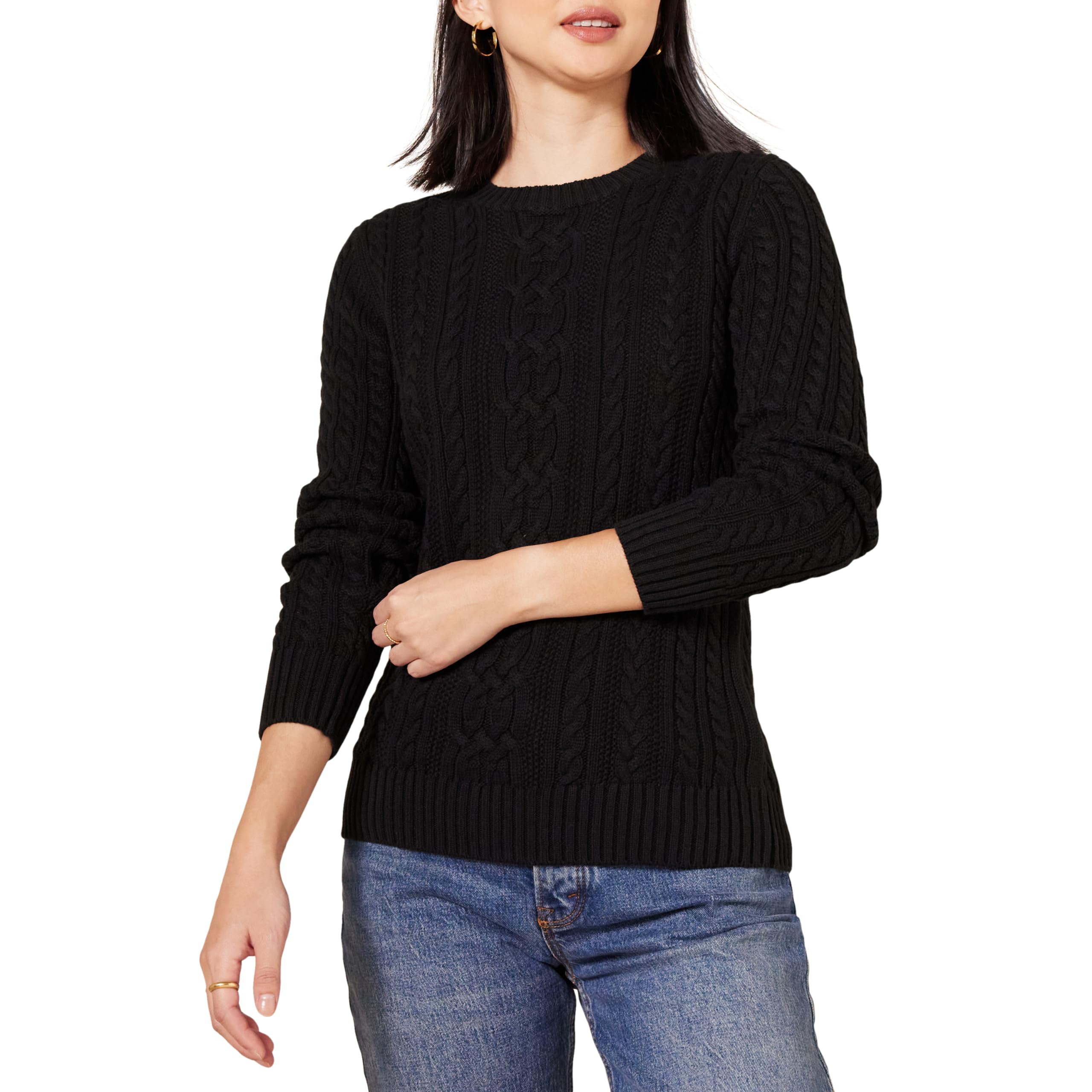 Amazon Essentials Women's Fisherman Cable Knit Long-Sleeve Crewneck Jumper (Avai