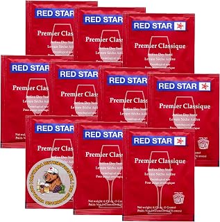 Red Star Premier Classique Wine Yeast (10PK) CAPYBARA Distributors Inc. | Great for Making Wine Cider Mead Kombucha at Home, 5 g Sachets, Saccharomyces cerevisiae