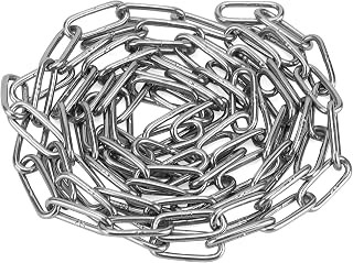 LEXININ 5/32 Inch x 32 Feet Stainless Steel Chain, 4mm x 10m Proof Coil Chain Link, Metal Safety Chain Decorative Welded Chain Links for Hanging Plants, Trailer, Drying Clothes﻿