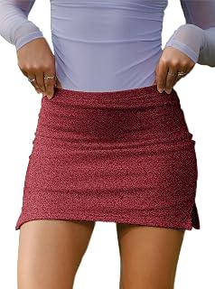 Women's Casual Elastic Waisted Side Slit Hem Bodycon Short Mini Skirt Summer Trendy