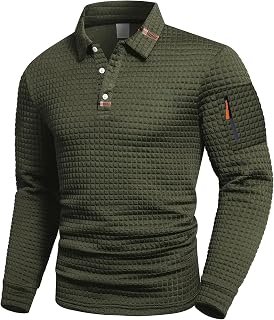 Men's Long Sleeve Polo Shirt with Zipper Pocket, Casual Button-Down Golf Top, Stylish Shirt for Everyday Wear