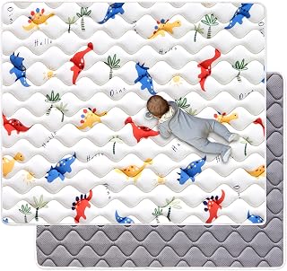 50" x 50" Foldable Baby Play Mat, Odorless Premium Foam Microfiber Floor Mat, Hypoallergenic Non‑Slip Washable for Infants Toddlers, Playpen, Tummy Time &amp; Travel