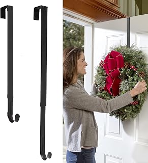 Haute Decor Adjustable Length Wreath Hanger - 20 Lb. Capacity | 1 Wreath Hanger, Extendable, Metal, No-Scratch