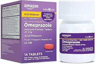 Amazon Basic Care Omeprazole Delayed Release Tablets 20 mg, Acid Reducer, 14 Count