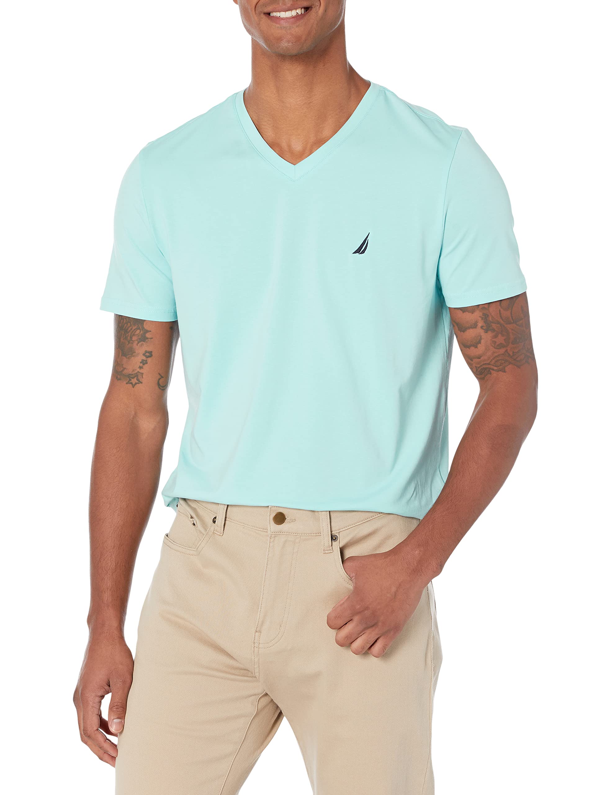 Nautica Men's Short Sleeve Solid Slim Fit V-Neck T-Shirt T-Shirt