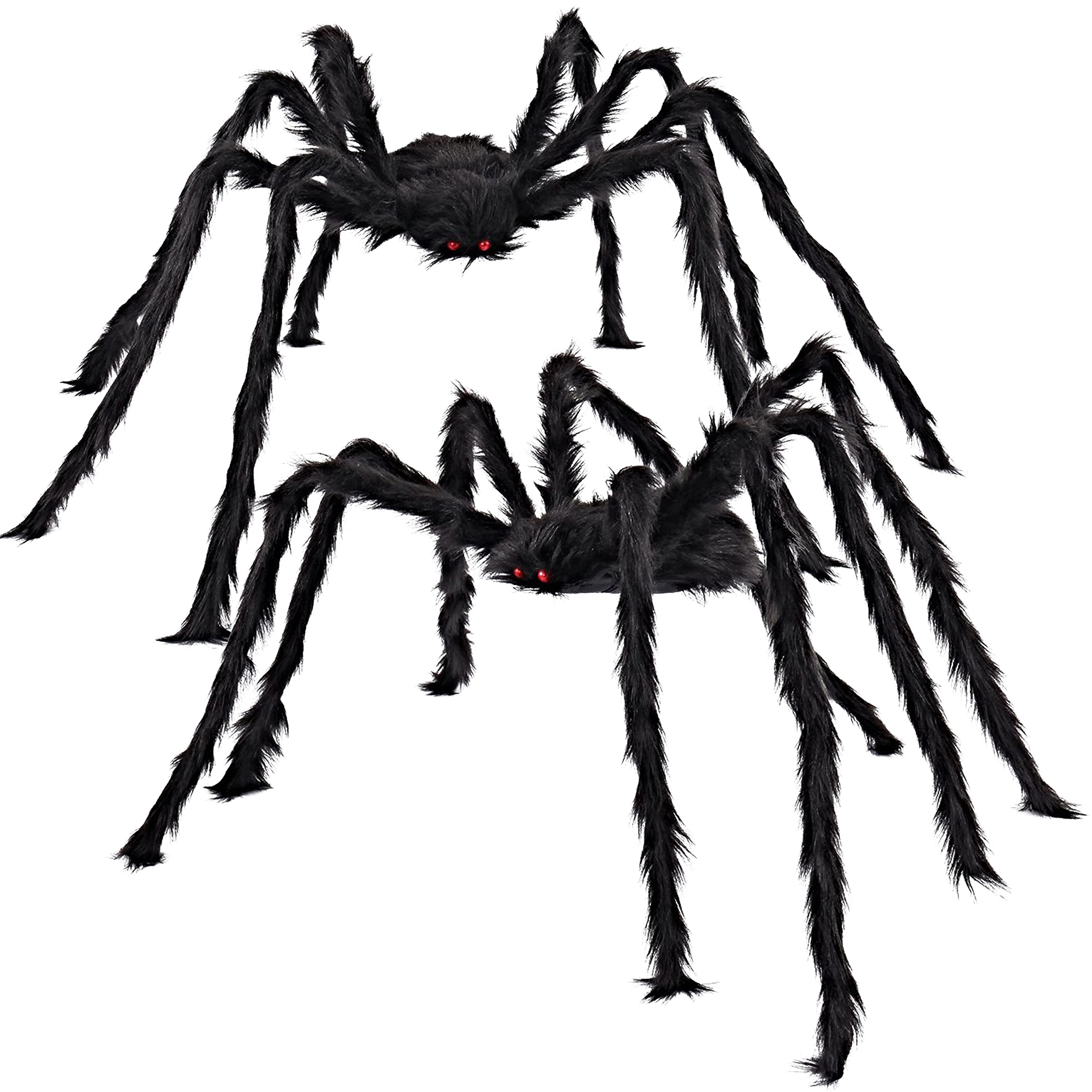 JOYIN 2 Pack 5 Ft Halloween Outdoor Decorations Hairy Black Spider, Scary Giant 