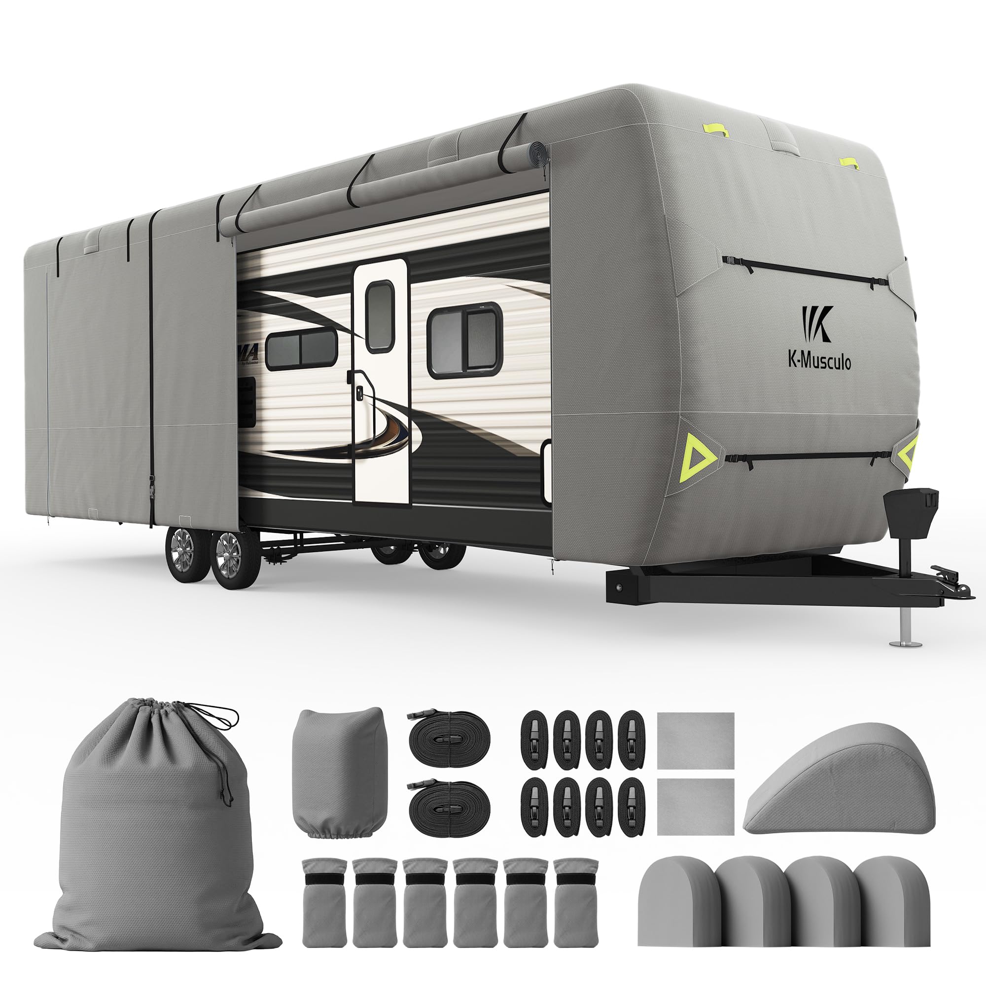 K-Musculo RV Cover, 18-20 FT Heavy Duty Travel Trailer Cover with 8 Layers Corne