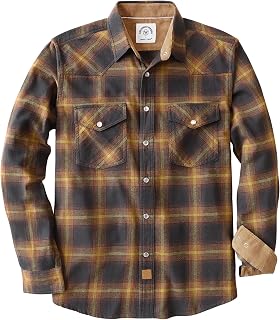 Dubinik® 6 oz Chemise Flanelle Homme Western Cowboy Manches Longues Carreaux Vintage Bouton Pression Casual Double Poche