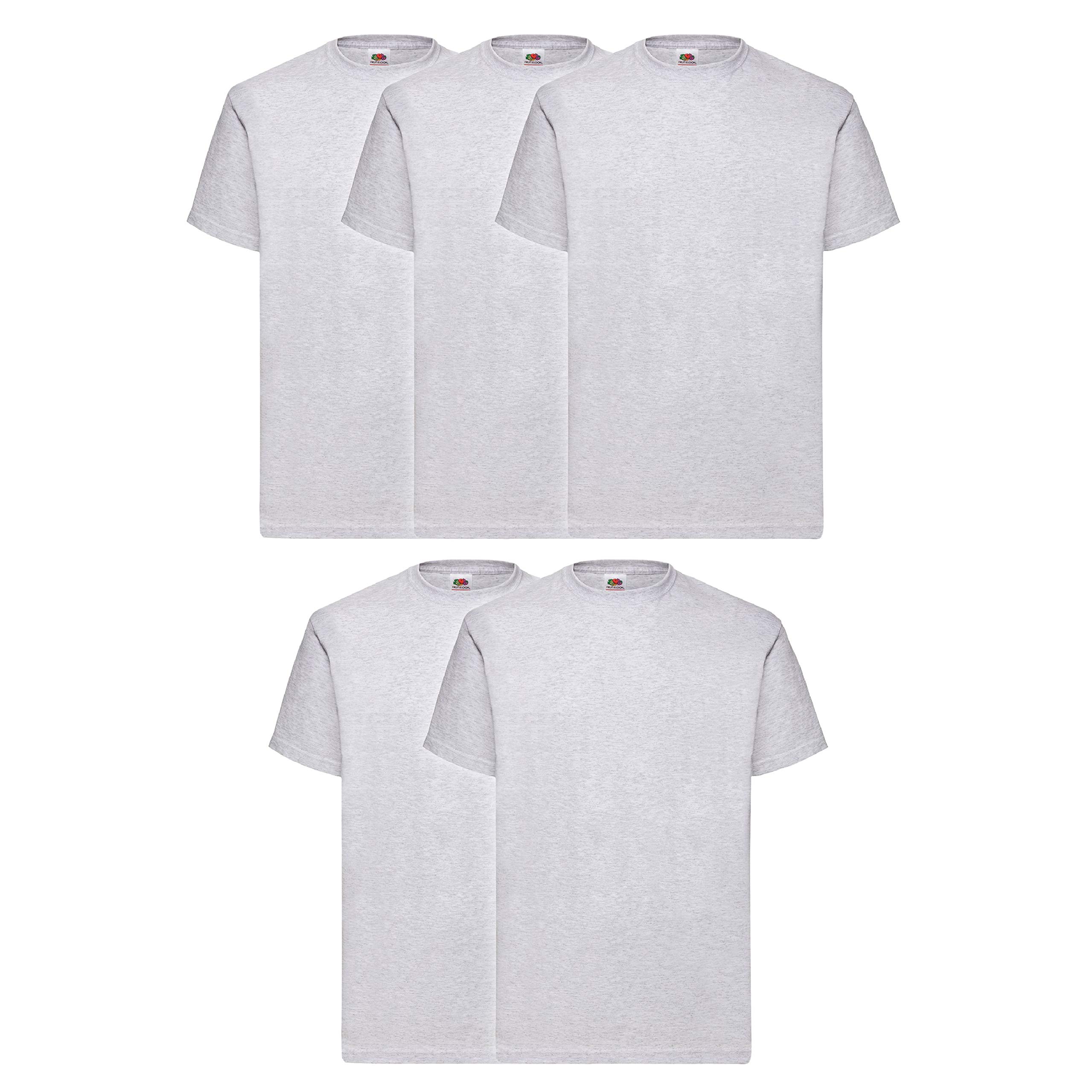 Fruit of The Loom Valueweight T Shirt 5 Pack – T-Shirt – Plain – Crew Neck – Sho