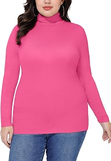 COOTRY Women’s Plus Size Turtleneck Mock Neck Tops Long Sleeve Fitted Shirt